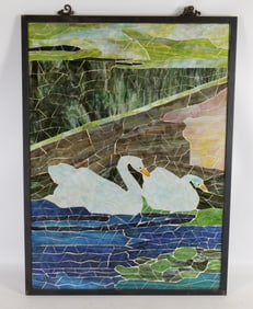 Stained Glass Panel - Swans