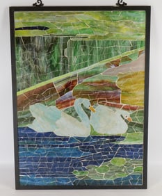 Stained Glass Panel - Swans
