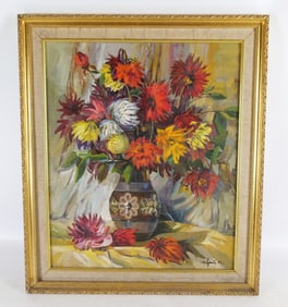 Oil on Canvas - Still Life of Flowers