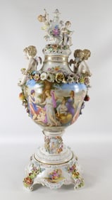 Monumental Porcelain Covered Urn