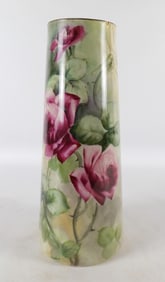 Victorian Hand Painted Limoges Style Tall Vase