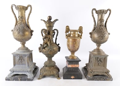 Group Lot of Mixed Metal Decorative Urns