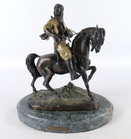 Cold Painted Bronze Statue on Marble Base