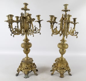 Pair of Brass Decorative Candelabras