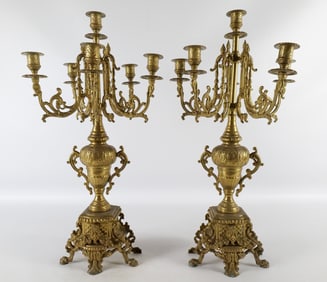Pair of Brass Candelabras
