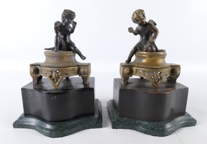 Pair of Bronze Cherub Bookends