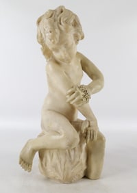 Carved Alabaster Figurine of Nude Child