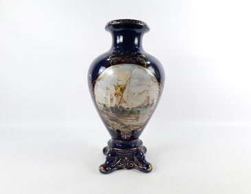 Oversized Cobalt Blue Pedestal Vase