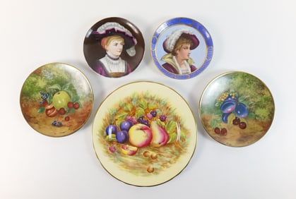 Lot of 5 Transferware and Hand Painted Porcelain Plates