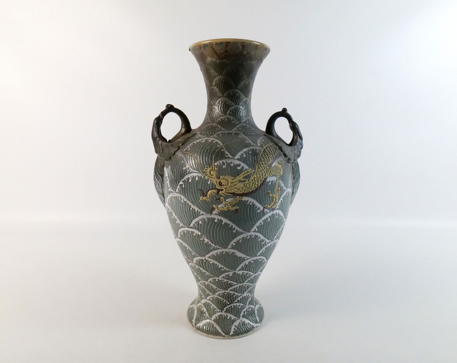Oriental Satsuma Style Dragonware Double Handled Vase (1 of 10)