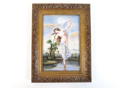 Limoges Style Framed Porcelain Plaque