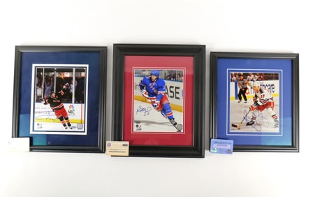 Lot of 3 New York Rangers Framed Signed Photographs