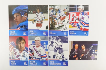 Lot of 8 New York Rangers Autographed Photo Cards/Photographs
