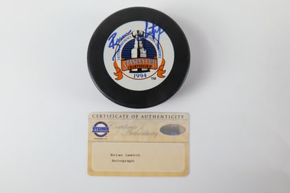 Brian Leetch New York Rangers Signed Stanley Cup Hockey Puck