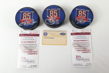 Lot of 3 New York Rangers Autographed Hockey Pucks