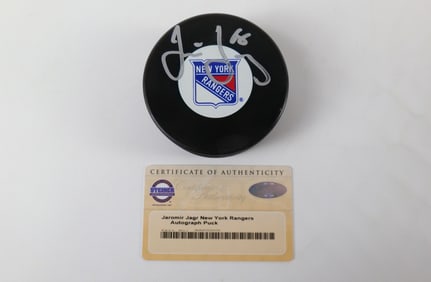 Jaromir Jagr New York Rangers Autograph Hockey Puck
