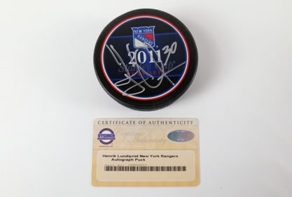 Henrik Lundqvist New York Rangers Autograph Hockey Puck
