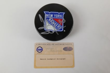 Henrik Lundqvist New York Rangers Autographed Hockey Puck