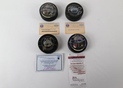 Lot of 4 Winter Classic Autograph Hockey Pucks