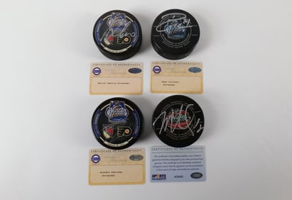 Lot of 4 Winter Classic Autograph Hockey Pucks