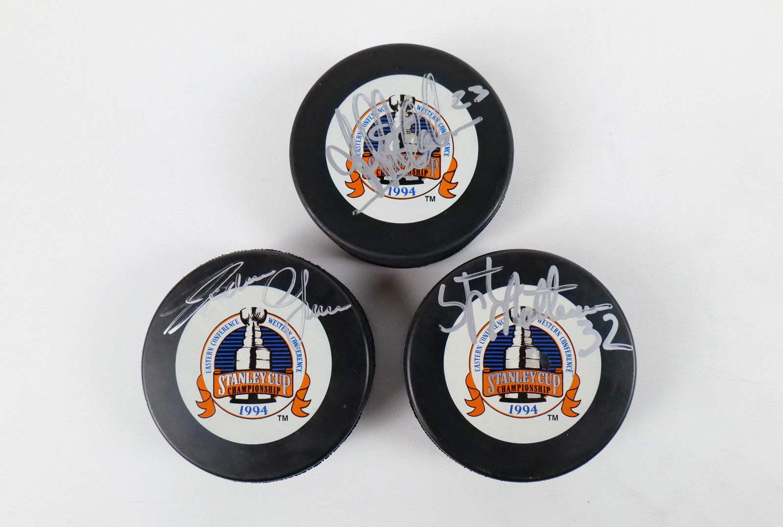Lot of 3 New York Rangers Autographed Stanley Cup Championship Pucks (1 of 10)