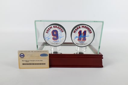 New York Rangers Autographed Acrylic Stat Puck Display