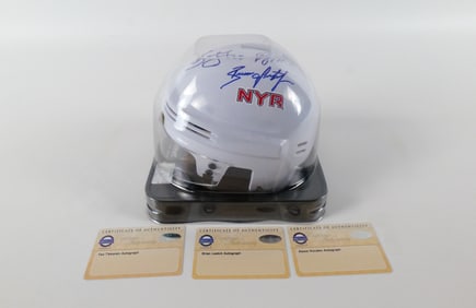 New York Rangers Quad Signed White Mini Helmet
