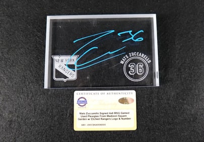 New York Rangers Mats Zuccarello Signed MSG Game Used Plexiglas