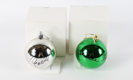 Lot of 2 Autographed Christmas Ornaments