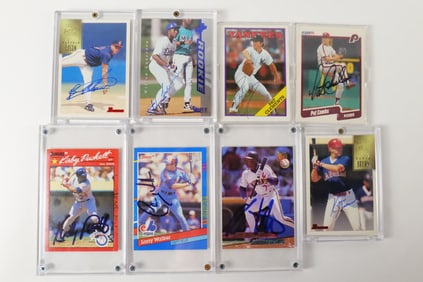 Lot of 8 Signed Baseball Cards