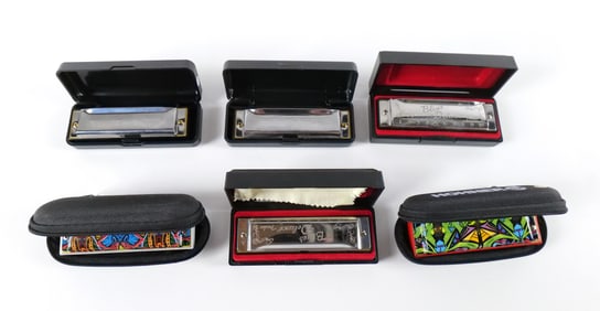 Lot of 6 Harmonicas
