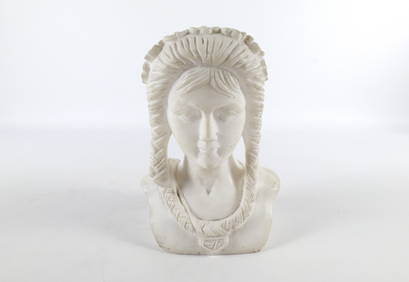Carved Alabaster Bust of Girl (1 of 9)