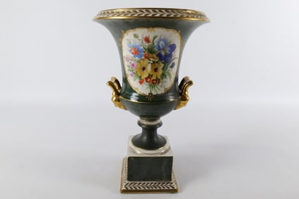 Hand Painted Porcelain Pedestal Urn
