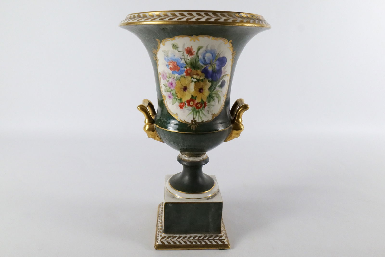 Hand Painted Porcelain Pedestal Urn