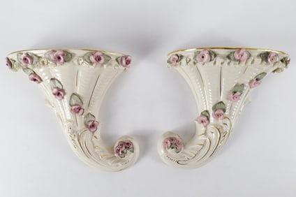 Pair of Chantilly Porcelain Wall Pockets