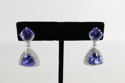 Platinum Tanzanite and Diamond Earrings