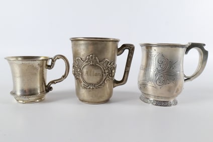 Group Lot of 3 Sterling Silver Cups