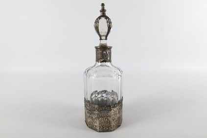 19th Century European Silver Overlay Decanter