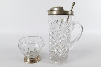 Group Lot of Silver Rimmed Tableware