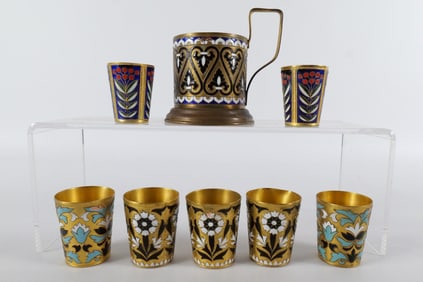 Group Lot of Vintage Russian Enamel on Copper