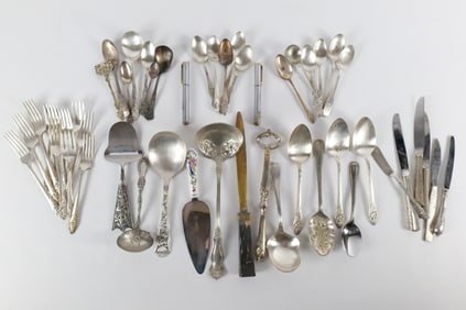 Large Lot of Silverplated Flatware and Serving Pieces