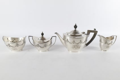 4 Piece Bailey, Banks, and Biddle Silverplated Tea Set