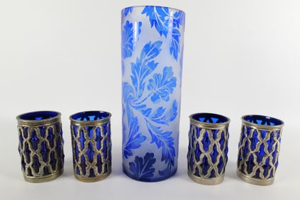 Group Lot of Blue Glass Items