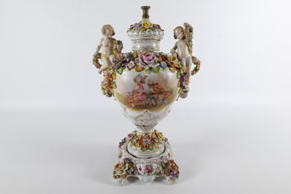 Antique Capodimonte Covered Urn