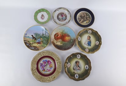 Group Lot of Hand Painted and Transferware Cabinet Plates