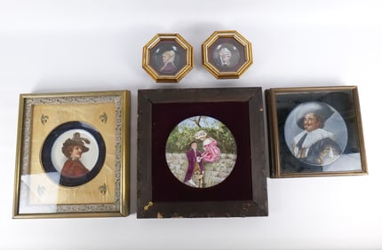 Group Lot of 5 Hand Painted and Transferware Decorator Plates