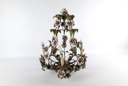 Iron Hanging Chandelier - Flower and Leaf Design