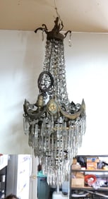 Mixed Metal Art Nouveau 5 Tier Hanging Chandelier