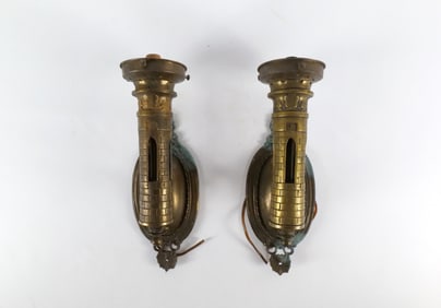 Pair of Brass Arts and Crafts Style Wall Sconces