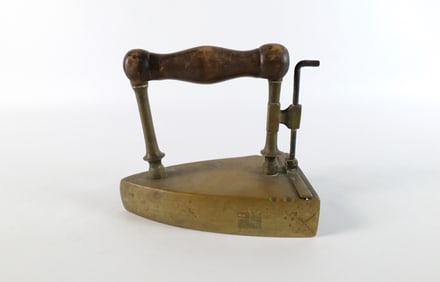 Brass Coal Iron with Wooden Handle